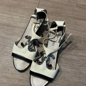 CHANEL Women's Cream and Black Sandals